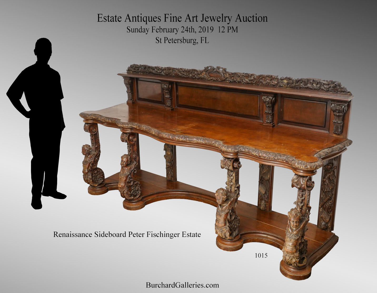 Antique Auction Calendar - Burchard Galleries Carved Marble Fischinger Estate Continental Sideboard ... - Antique Auction Calendar - Burchard Galleries