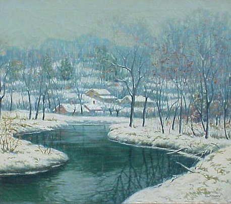 42 SEAVEY Paul F American 20th C Bucks County Winter landscape