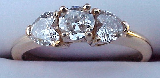 Yellow Plated Silver CZ .74 CT Five Stone Basket Set Wedding Ring Size 3 To 15 1/4 Size Interval 