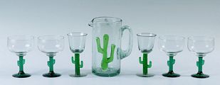 Cacti Pitcher and Western Glassware