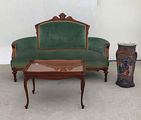 Victorian Settee and Coffee Table with Decorative Urn