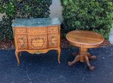 french marble top commode and table