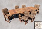 Russ Sines & Sons Wood Dining Table with 6 Upholstered Chairs
