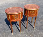 Ornate Wood and Gold Motif Side Tables