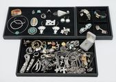 3 Trays of Costume Jewelry Mexican Silver and More