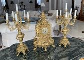 Gold Garniture Set with Clock and Candelabras
