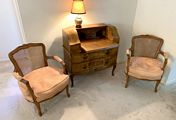 Antique Secretary and Upholstered Chairs