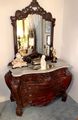 Ornate Marble Top Dresser with Mirror