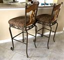Upholstered Bar Chairs with Metal Base