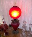 Oil Lamp and Misc Glass Decanters