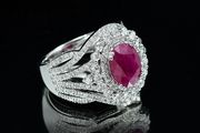  Burmese Ruby and Diamond Ring