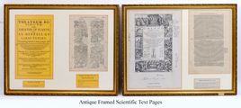 Antique Framed Scientific Text Pages 