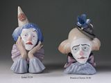 Lladro Clowns: Jester 5129 Pensive Clown 5130